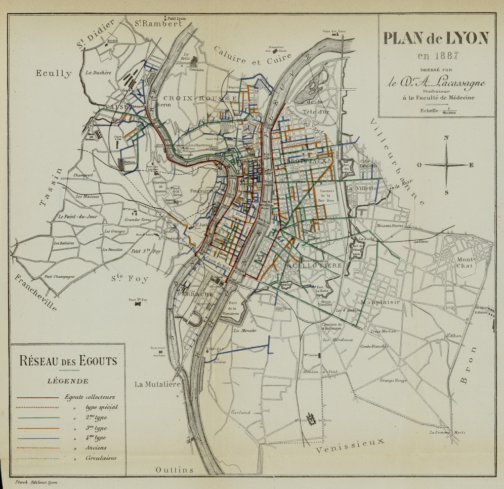 Plan du réseau de Lyon 1887 - Eau en ville - Ville durable - Sciences pour tous